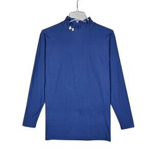 Under Armour Shirt Men's Size XL Cold Gear Compression Blue Mock Neck Logo